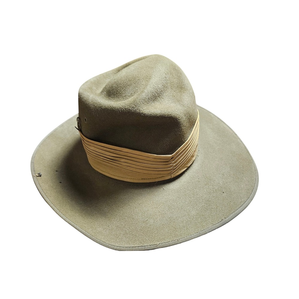 Akubra Australian Army Slouch Hat Military Pure‎ Fur Felt 6 5/8 Puggaree Band